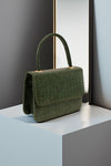 Stylish Croco Pattern Green Handbag
