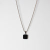 Onyx Pendant Black Silver Necklace