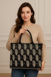 Embroidery Tote Bag Daily Carry Black
