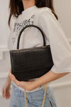 Stylish Croco Pattern Black Handbag