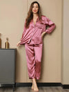 Buy Florea Silk Pajama Set With Scrunchie - Pink in Pakistan