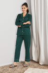 Buy Florea Silk Pajama Suit With Scrunchie - Green in Pakistan