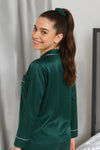 Buy Florea Silk Pajama Suit With Scrunchie - Green in Pakistan